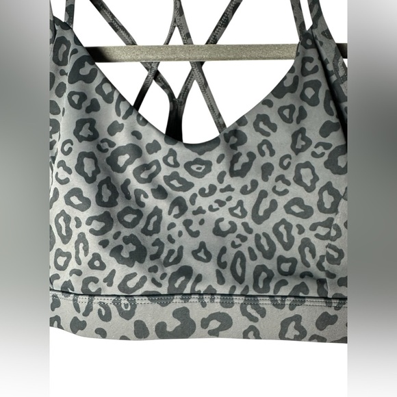 Running Girl Strappy Sports Bra Medium Support Gray Leopard Print Size M - Picture 4 of 7